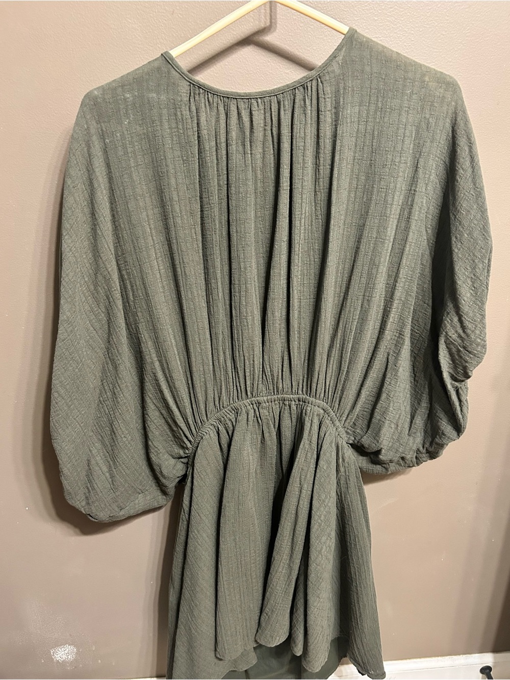 aerie Olive Green Tie-Front Tunic with Tassels